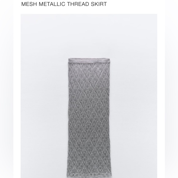 Zara silver mesh Metallic thread skirt 1014/827 nwt - Picture 6 of 6